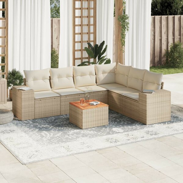 VidaXL Polyrattan Kerti Ülőgarnitúra - 7 részes - Bézs