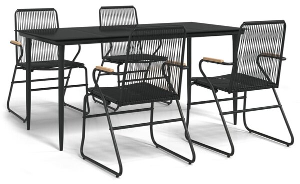 5 részes fekete PVC rattan kerti étkezőgarnitúra