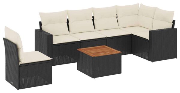 VidaXL Polyrattan Kerti Ülőgarnitúra - 7 részes - Fekete