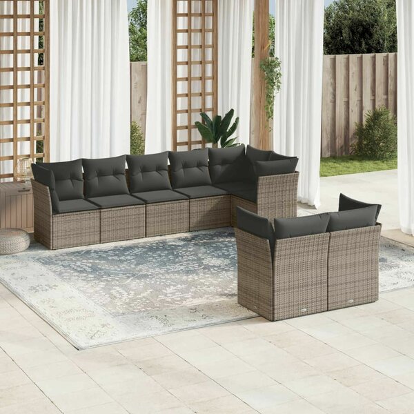 Polyrattan Kerti Ülőgarnitúra - 8 részes - Szürke