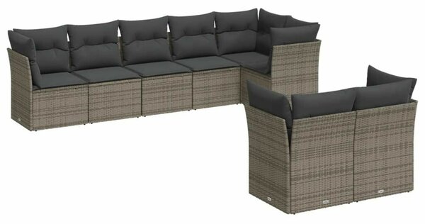 Polyrattan Kerti Ülőgarnitúra - 8 részes - Szürke