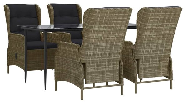 5 részes barna polyrattan kerti étkezőgarnitúra
