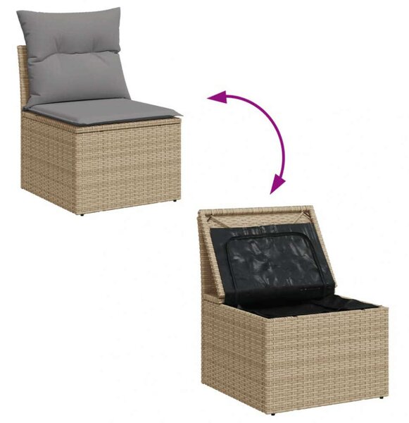 VidaXL 10 részes vegyes bézs polyrattan kerti ülőgarnitúra párnákkal