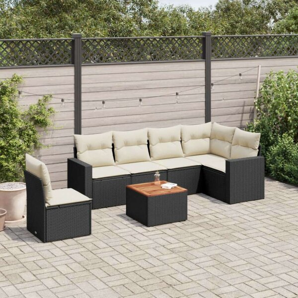VidaXL Polyrattan Kerti Ülőgarnitúra - 7 részes - Fekete