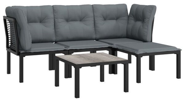 5 részes fekete-szürke polyrattan kerti ülőgarnitúra