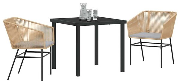 Kert étkező szett párnával 3 pcs Barna Porszórt acél