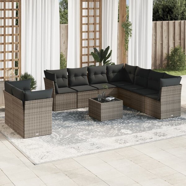 VidaXL Polyrattan Kerti Ülőgarnitúra - 10 részes - Szürke