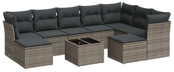 VidaXL Polyrattan Kerti Ülőgarnitúra - 10 részes - Szürke