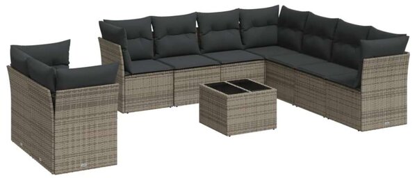 VidaXL Polyrattan Kerti Ülőgarnitúra - 10 részes - Szürke