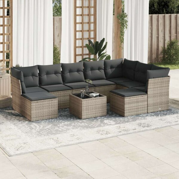 VidaXL Polyrattan Kerti Ülőgarnitúra - 10 részes - Szürke