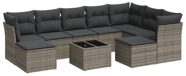 VidaXL Polyrattan Kerti Ülőgarnitúra - 10 részes - Szürke