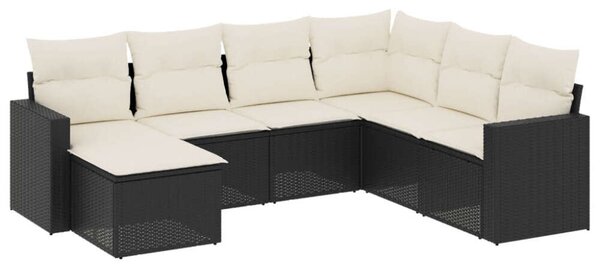 VidaXL Polyrattan Kerti Ülőgarnitúra - 7 részes - Fekete