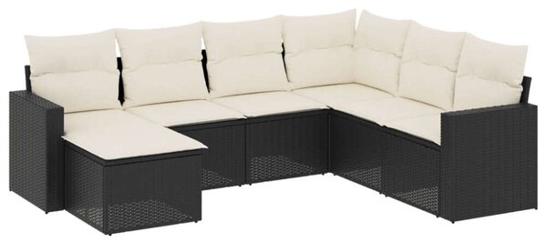 VidaXL Polyrattan Kerti Ülőgarnitúra - 7 részes - Fekete