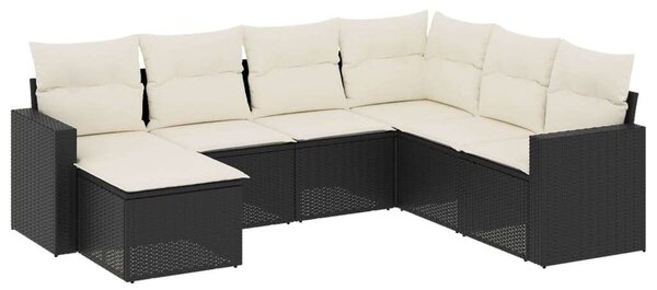 VidaXL Polyrattan Kerti Ülőgarnitúra - 7 részes - Fekete