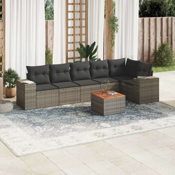 VidaXL Polyrattan Kerti Ülőgarnitúra - 7 részes - Szürke