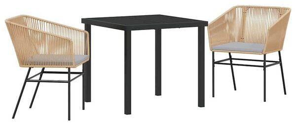 Kert étkező szett párnával 3 pcs Barna Porszórt acél