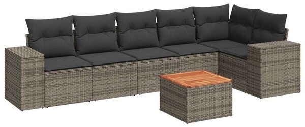 VidaXL Polyrattan Kerti Ülőgarnitúra - 7 részes - Szürke
