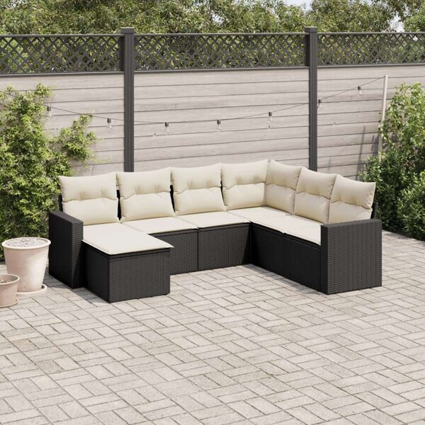 VidaXL Polyrattan Kerti Ülőgarnitúra - 7 részes - Fekete