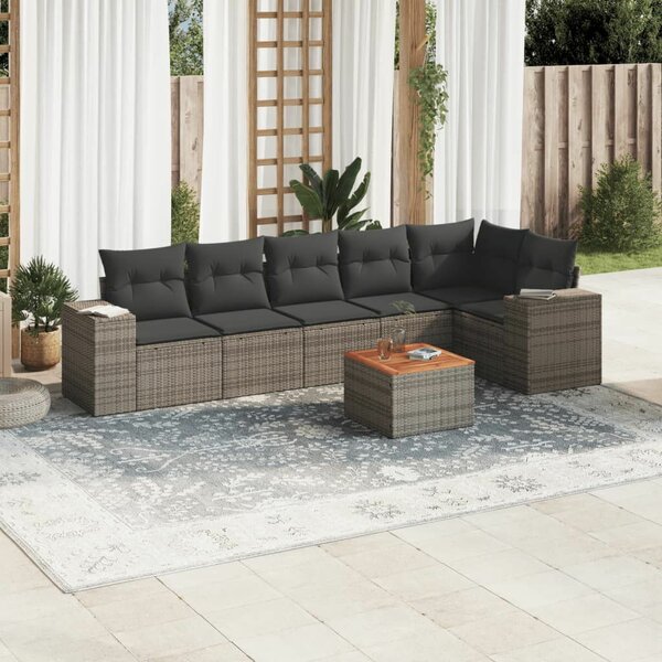 VidaXL Polyrattan Kerti Ülőgarnitúra - 7 részes - Szürke