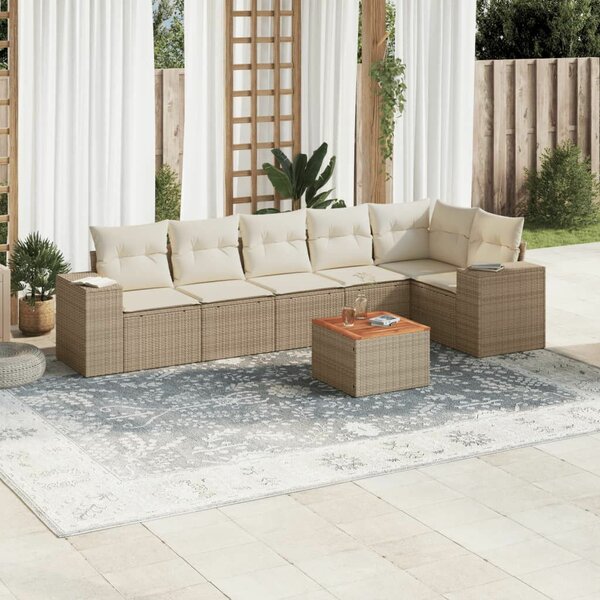 VidaXL Polyrattan Kerti Ülőgarnitúra - 7 részes - Bézs