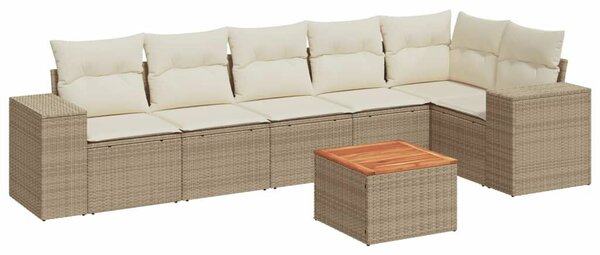 VidaXL Polyrattan Kerti Ülőgarnitúra - 7 részes - Bézs