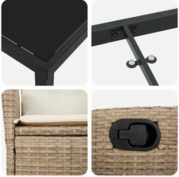 VidaXL Kert étkező szett 5 pcs Bézs polirattan