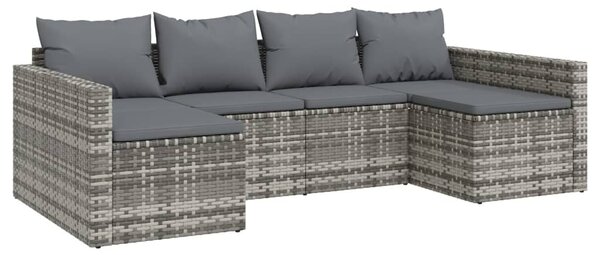 2 részes szürke polyrattan kerti ülőgarnitúra párnákkal
