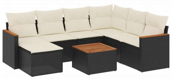 VidaXL Polyrattan Kerti Ülőgarnitúra - 8 részes - Fekete