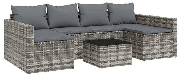 2 részes szürke polyrattan kerti ülőgarnitúra párnákkal