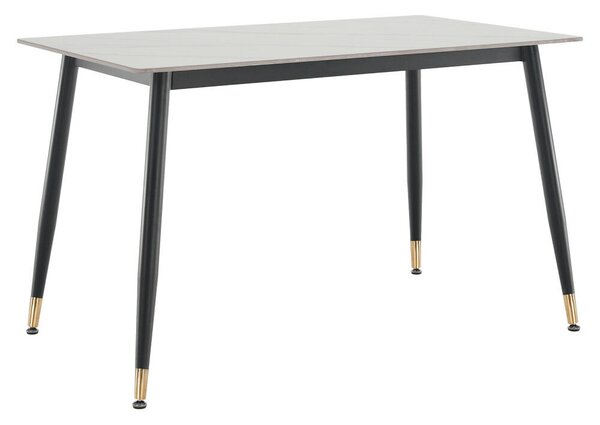 Étkezőasztal, fehér márvány/fekete/arany, 121x71 cm, FLORENC TYP 1