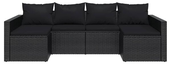 2 részes fekete polyrattan kerti ülőgarnitúra párnákkal