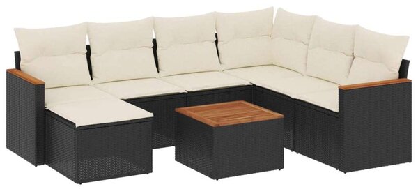 VidaXL Polyrattan Kerti Ülőgarnitúra - 8 részes - Fekete
