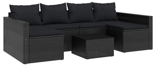 2 részes fekete polyrattan kerti ülőgarnitúra párnákkal