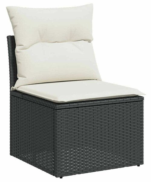 VidaXL 6 részes fekete polyrattan kerti ülőgarnitúra párnákkal