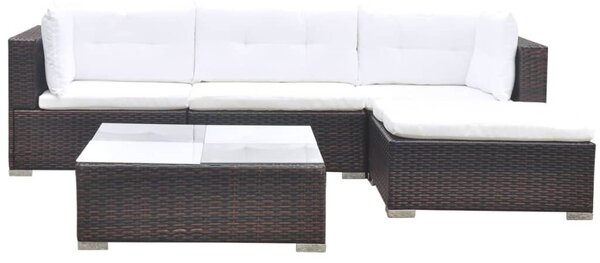 5 részes barna polyrattan kerti ülőgarnitúra párnákkal