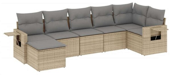 VidaXL Polyrattan Kerti Ülőgarnitúra - 7 részes - Bézs