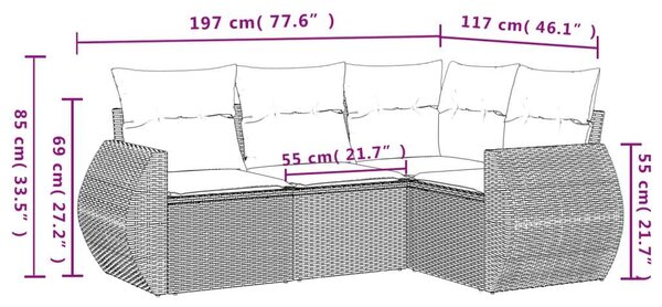 VidaXL Polyrattan Kerti Ülőgarnitúra - 4 részes - Bézs