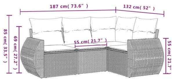VidaXL Polyrattan Kerti Ülőgarnitúra - 4 részes - Bézs