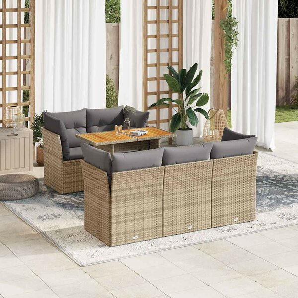 VidaXL Polyrattan Kerti Ülőgarnitúra - 6 részes - Bézs
