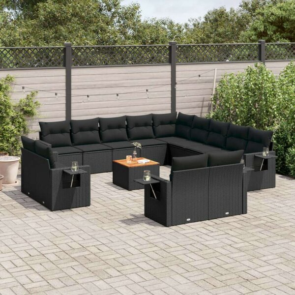 VidaXL Polyrattan Kerti Ülőgarnitúra - 14 részes - Fekete