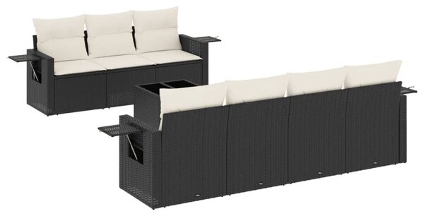 VidaXL Polyrattan Kerti Ülőgarnitúra - 8 részes - Fekete