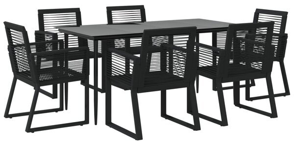 7 részes fekete PVC rattan kerti étkezőgarnitúra