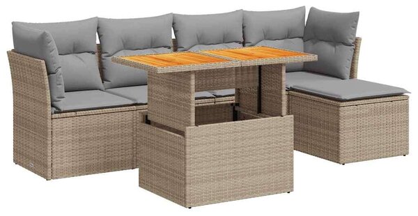 VidaXL Polyrattan Kerti Ülőgarnitúra - 6 részes - Bézs