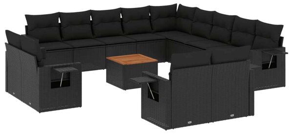 VidaXL Polyrattan Kerti Ülőgarnitúra - 14 részes - Fekete