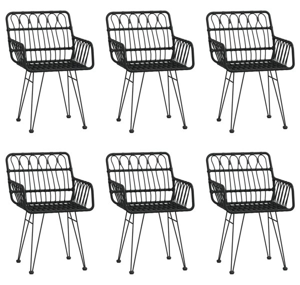 7 részes fekete polyrattan kerti étkezőgarnitúra