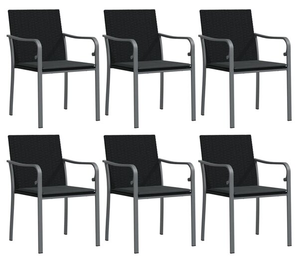 7 részes polyrattan és acél kerti étkezőgarnitúra párnával