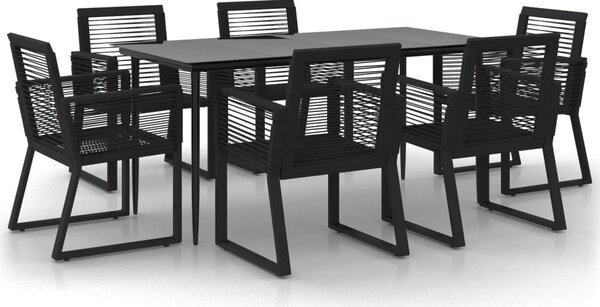 7 részes fekete PVC rattan kerti étkezőgarnitúra