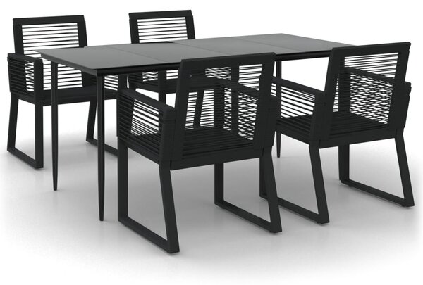 5 részes fekete PVC rattan kerti étkezőgarnitúra