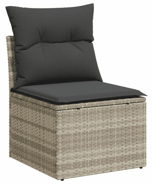 VidaXL 7 részes világosszürke polyrattan kerti ülőgarnitúra párnákkal
