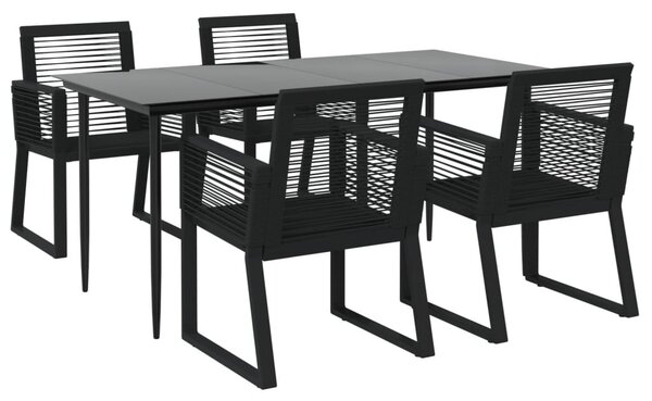 5 részes fekete PVC rattan kerti étkezőgarnitúra